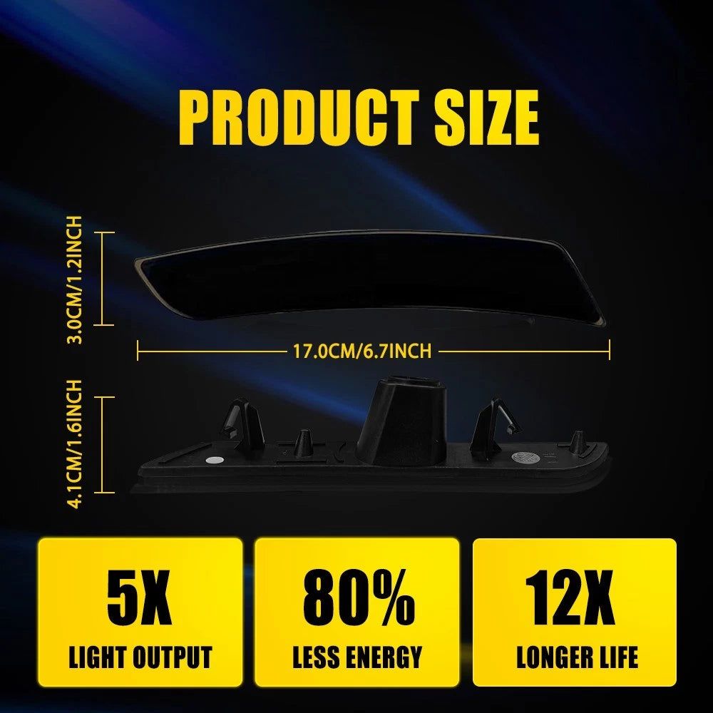 2X Smoked Lens White LED Front Side Marker Lights for Cadillac CTS ATS (2015–2020)
