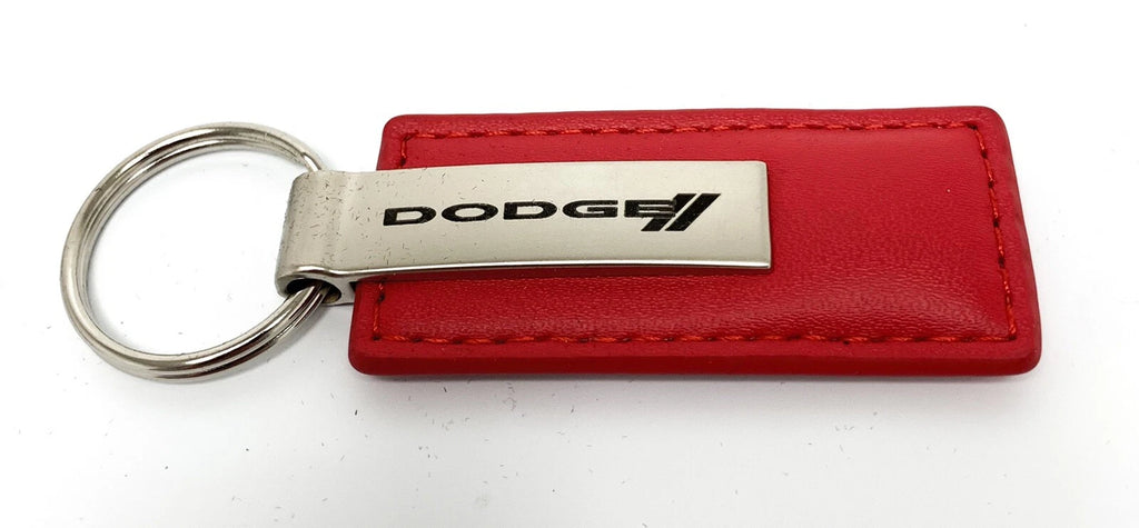 Leather Key Chain Red Rectangle Licensed for Dodge Vehicles (2000–2024)