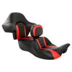 Black Red Driver Passenger Seat Backrest for Harley Street Glide (2014-2023)