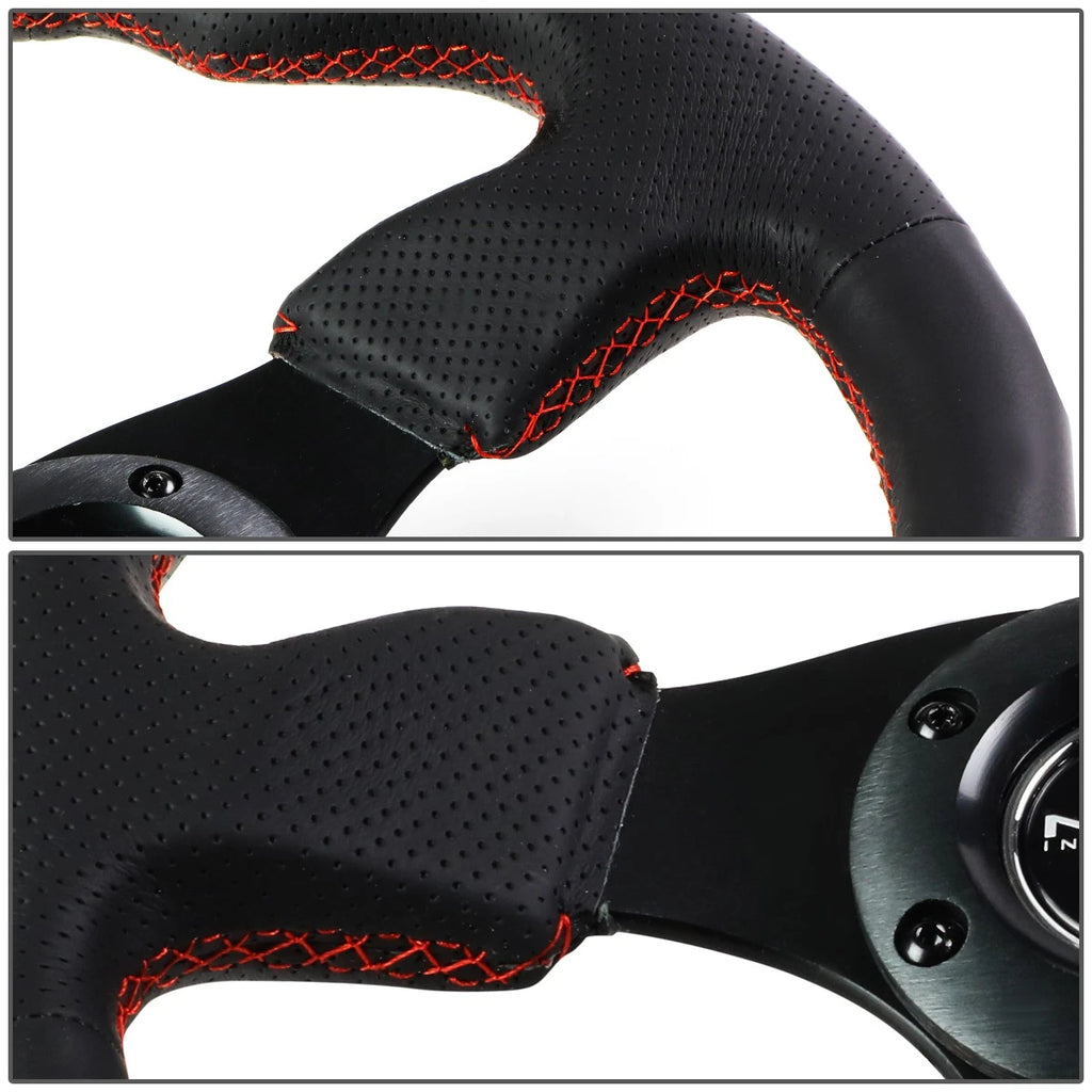 NRG Reinforced Steering Wheel 32cm for Universal Fit (Type-R, Black Leather)