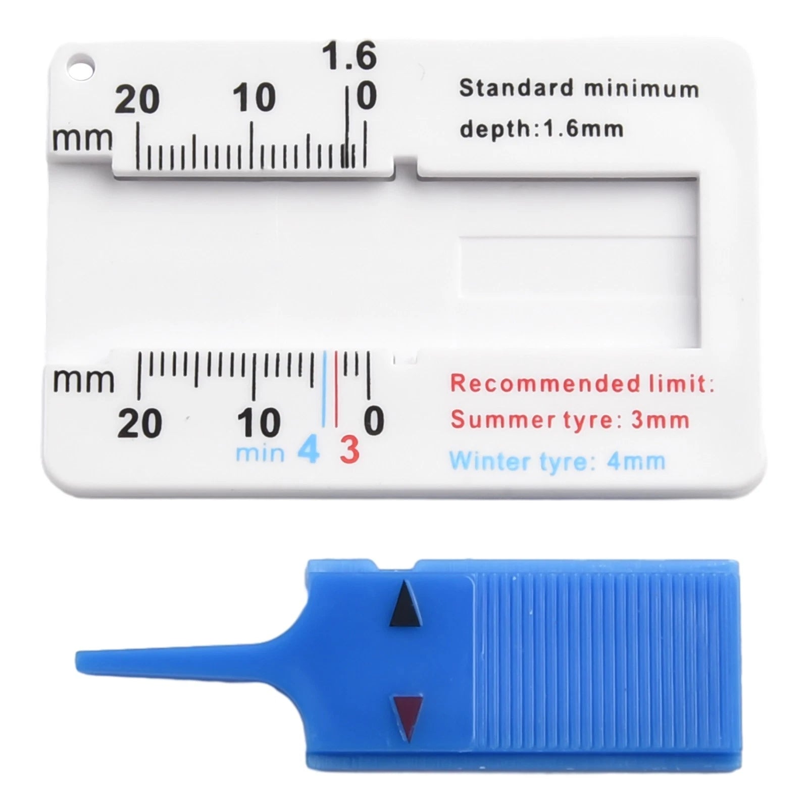 Tire Tread Depth Caliper for Universal Use (1 Pc, 40mm/1.57inch, 65mm/2.56inch)