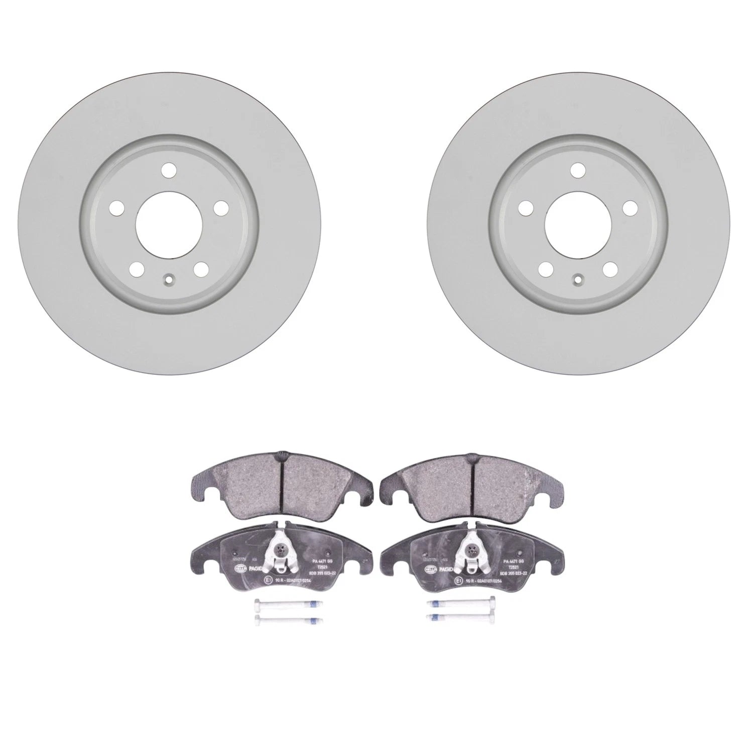 Bosch QuietCast Front Rotors & Hella Low-Met Disc Brake Pad Kit for Audi A4 A5 (2009–2016)