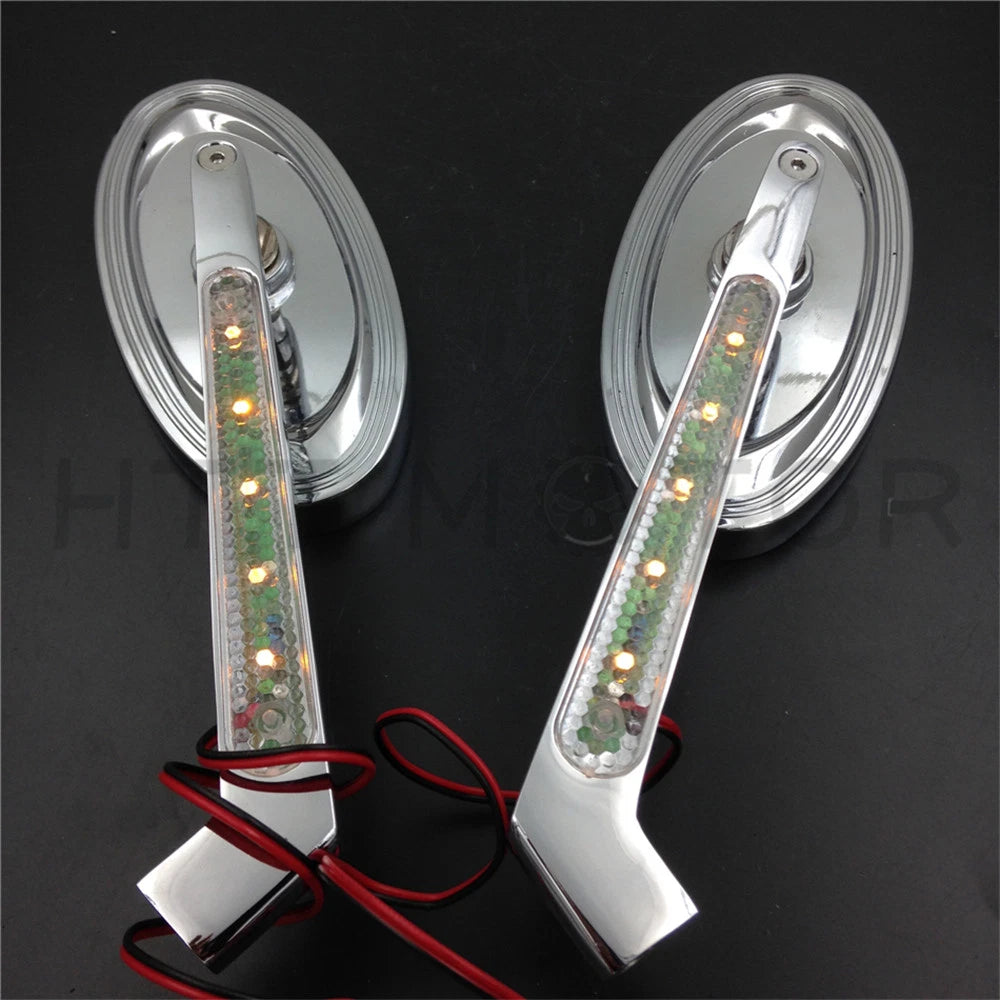LED Turn Signal Oval Mirrors for Suzuki GSXR600 750 1000 1100 (All Years)