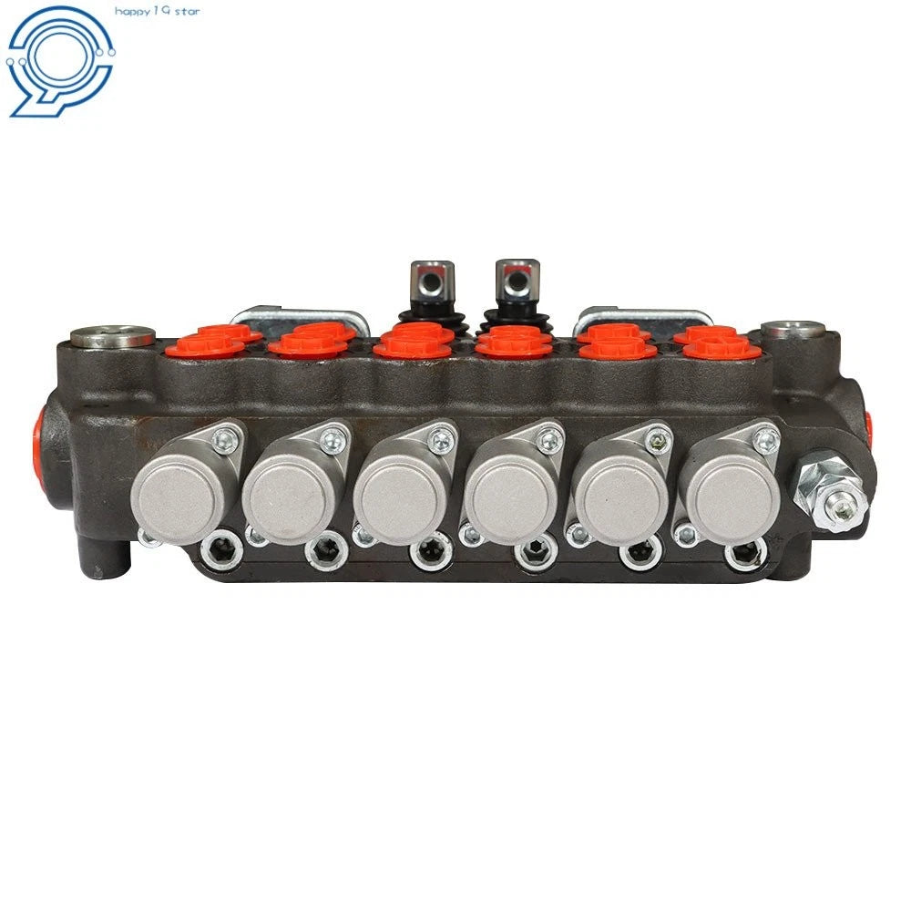 6 Spool Hydraulic Backhoe Directional Control Valve w/ 2 Joysticks (21 GPM)