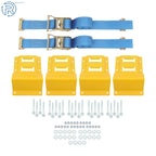 E Track Wheel Chock System with 7.5' Ratchet Tie Down Straps