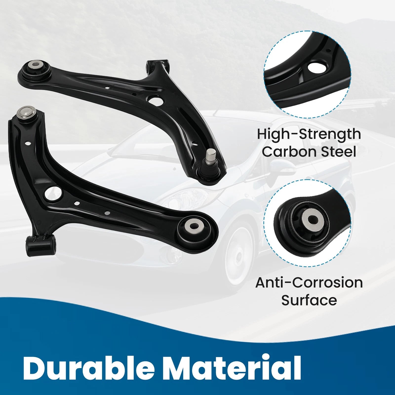 8PC Front Lower Control Arm, Sway Bar Link, Tie Rod Kit for Ford Fiesta (2011–2019)