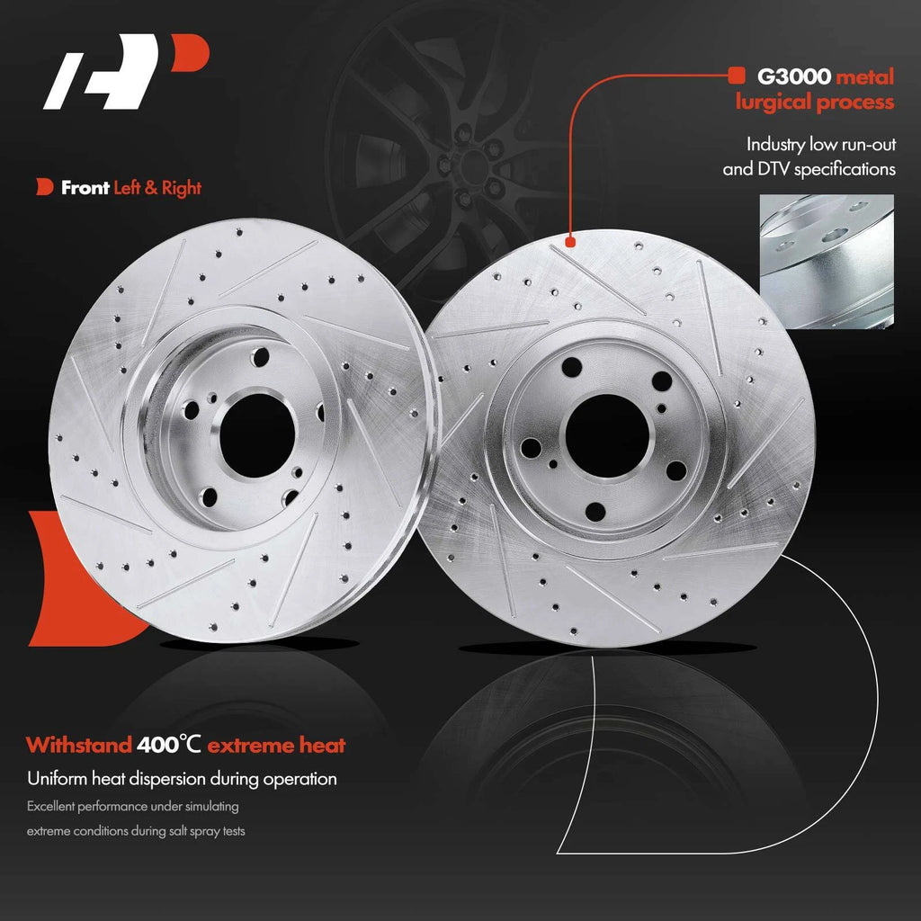Front Drilled Brake Rotors & Ceramic Pads for Toyota Highlander (2001–2007)