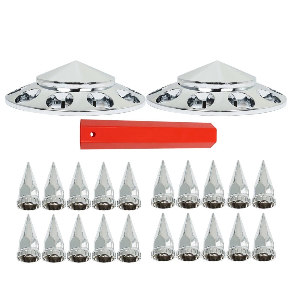 Set of 4 Chrome Front Hub Covers for Semi Truck (33mm Nut)