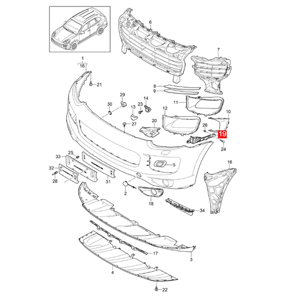 Front Bumper Upper Clip Bracket for Porsche Cayenne (2011–2018)
