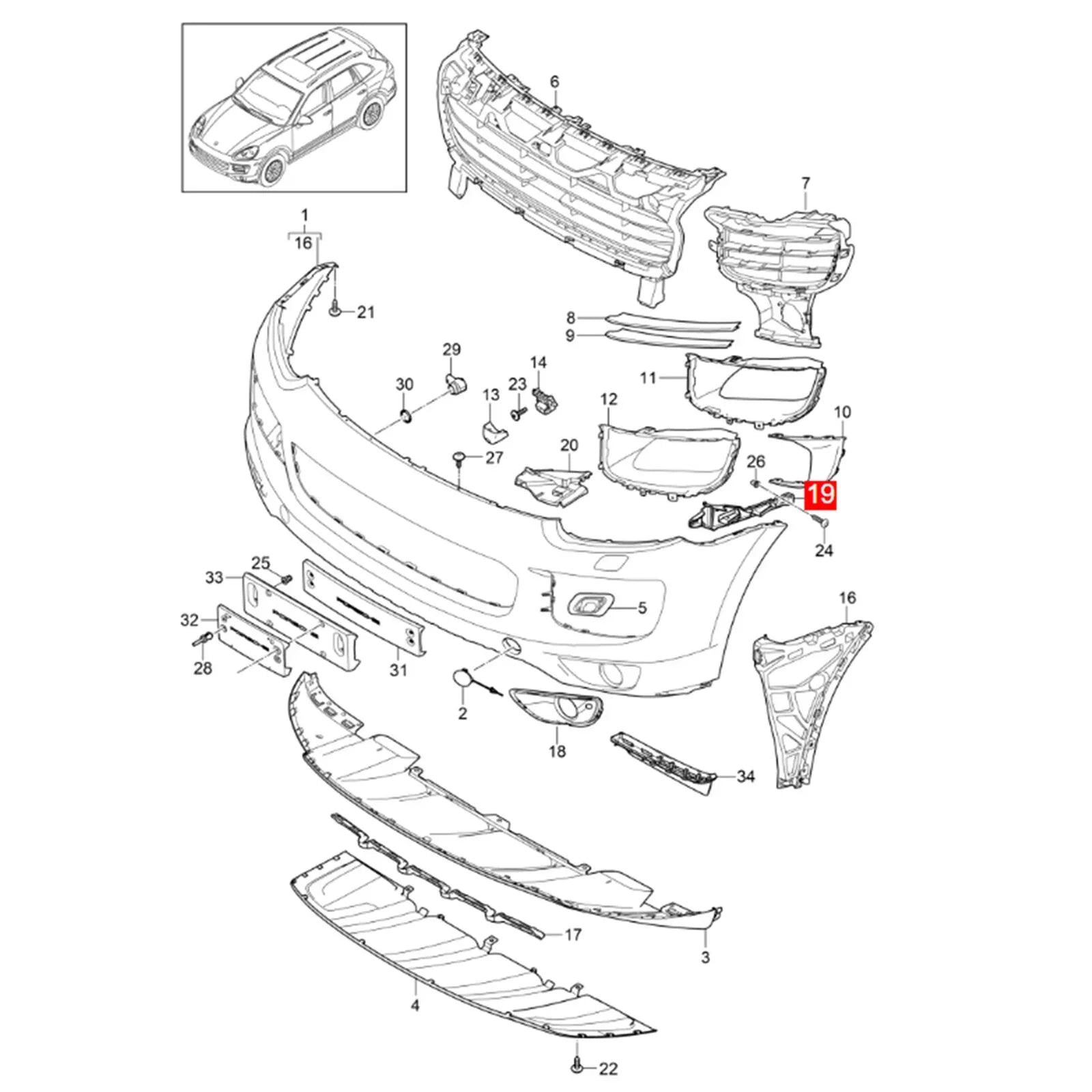 Front Bumper Upper Clip Bracket for Porsche Cayenne (2011–2018)