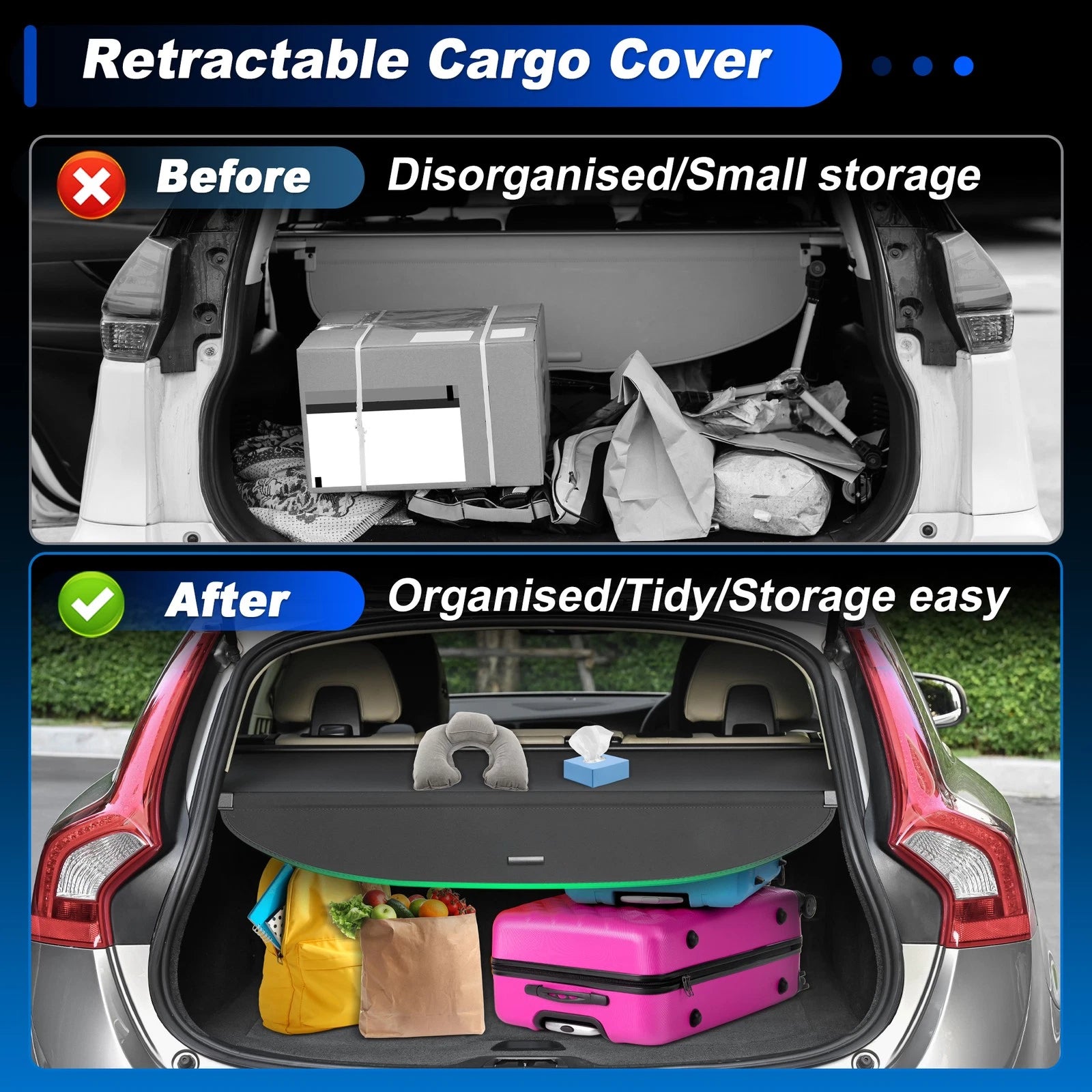 Retractable Cargo Cover for Dodge Durango (2011–2025) - Black Shade