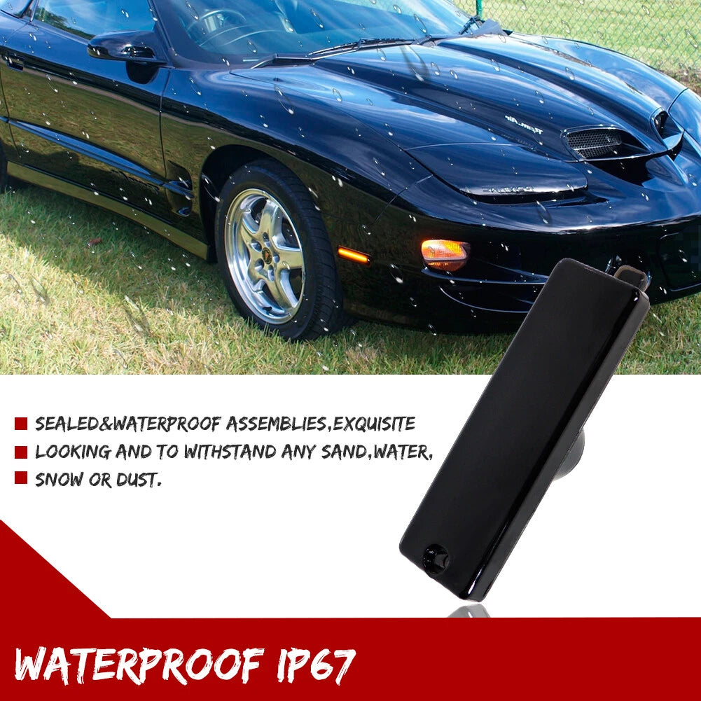 Smoked Amber LED Front Bumper Side Marker Lights for Pontiac Firebird (1998–2002)