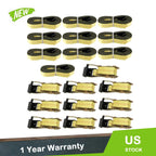 Set of 10 Ratchet Tie-Down Straps with Flat Hooks (2" x 30')
