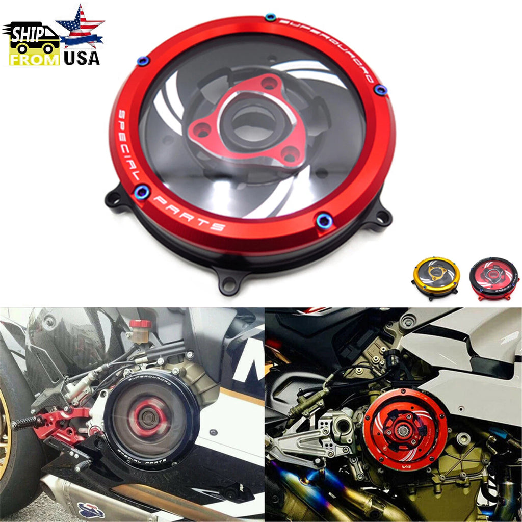 Racing Clear Clutch Cover & Spring Retainer for Ducati 1199 1299 Panigale (2012–2019)