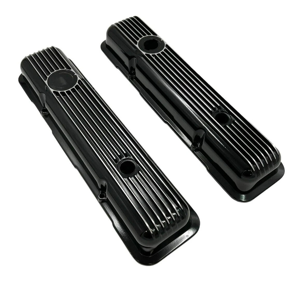 LT1 Style Black Aluminum Valve Covers Replacement w Gaskets for Chevy SBC (1997–2002)