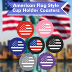 Colored American Flag Car Cup Holder Coaster Insert for 4 Packs (-)