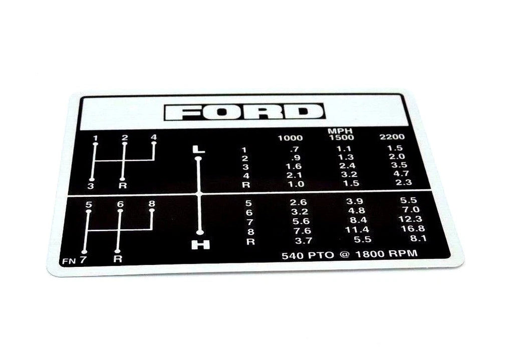 Gear Change Decal for Ford 2000 2600 3000 3600 Tractors (1970–1990)