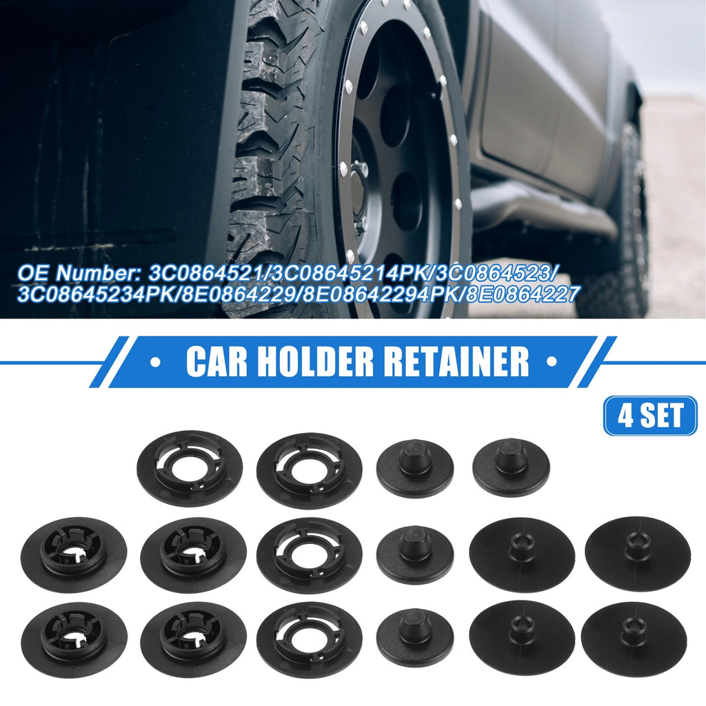 Set of 4 Car Holder Retainers for Volkswagen Audi (Plastic Black) 637516356156