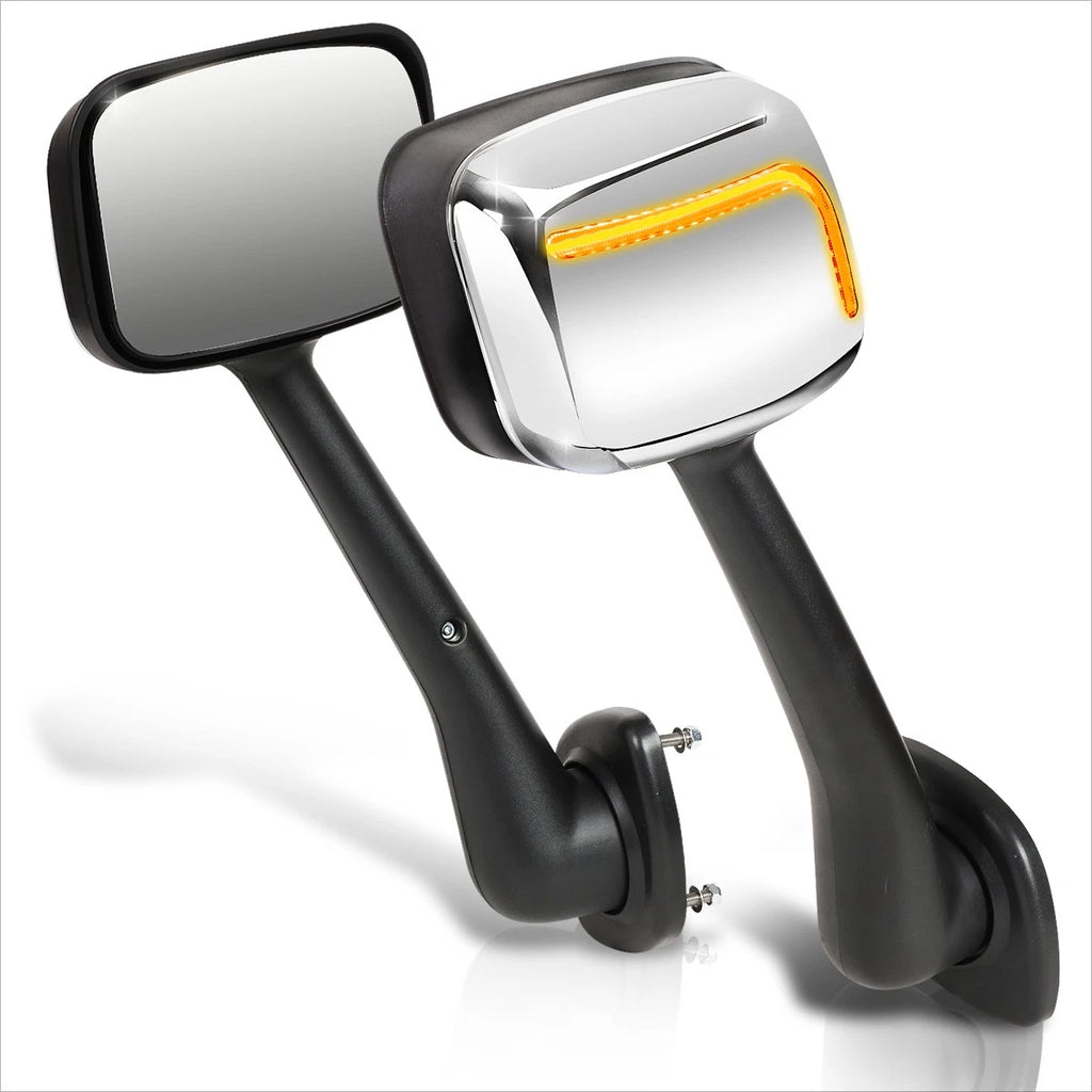 Set of 2 LED Signal Hood Mirrors for Freightliner Cascadia (2008–2017)