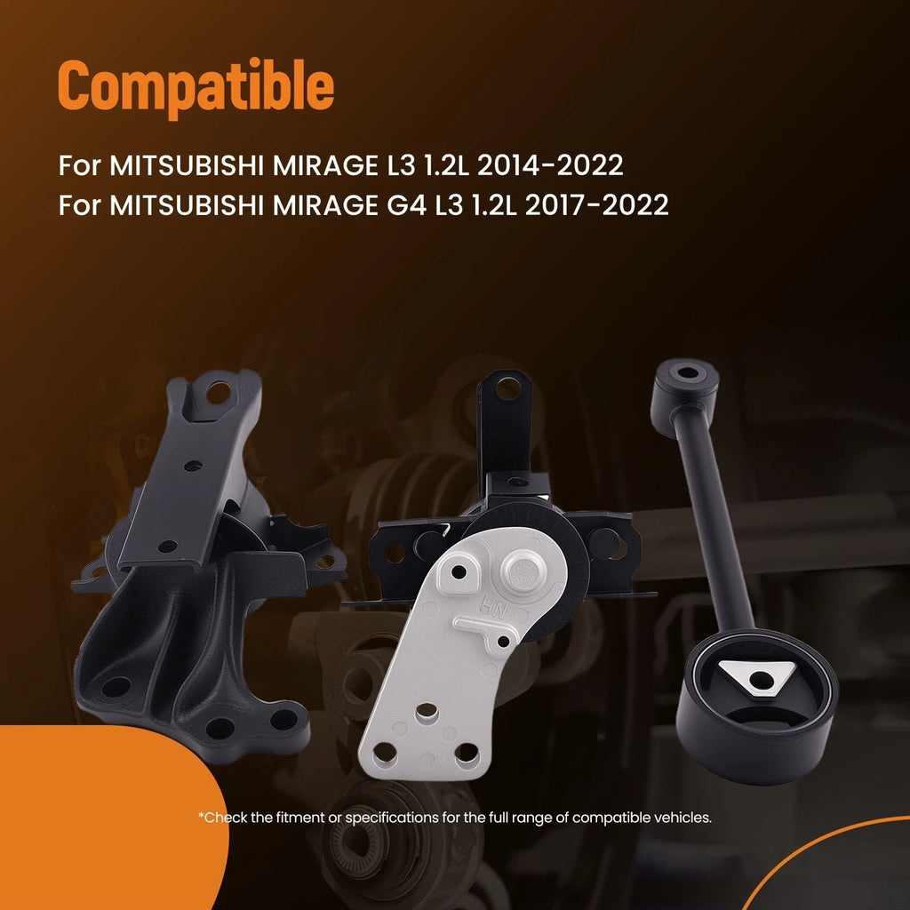 3X Engine Motor Mount Set for Mitsubishi Mirage G4 (2017-2022)