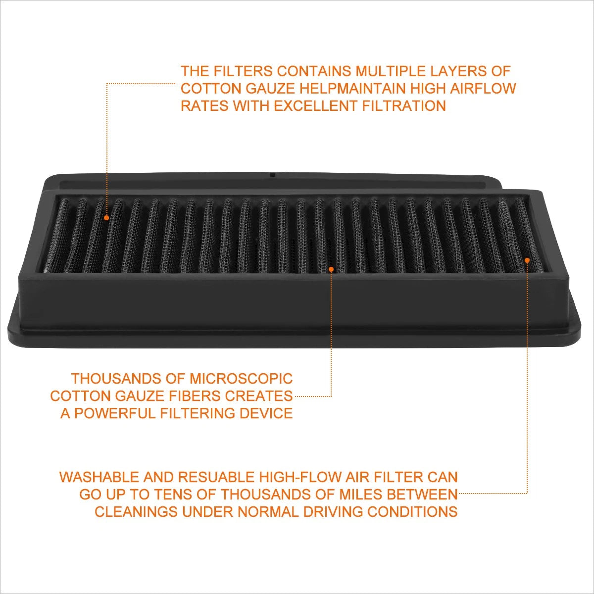 Reusable multilayer high flow air filter for Fiat Doblo 1.4L Turbo (2010–2017)