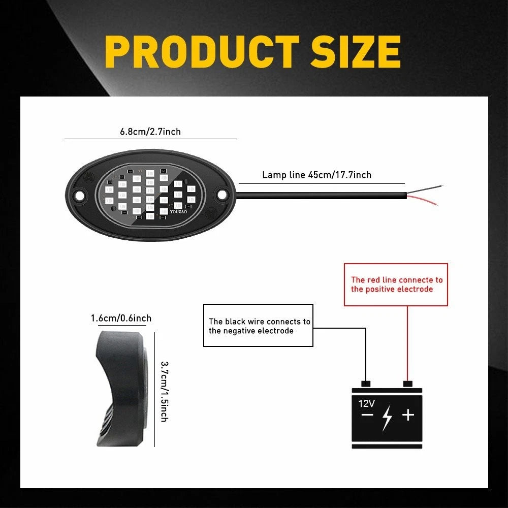 2X LED Rock Lights for Jeep (Offroad, UTV, ATV)
