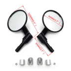 Round Bar End Mirror for Harley (7/8", 1", 22mm, 25mm) Diamond Cut