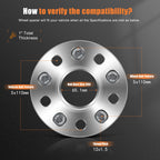 Set of 4 Wheel Spacers 1" 5x110 for Chevy Malibu Cobalt Saturn Ion Pontiac G6
