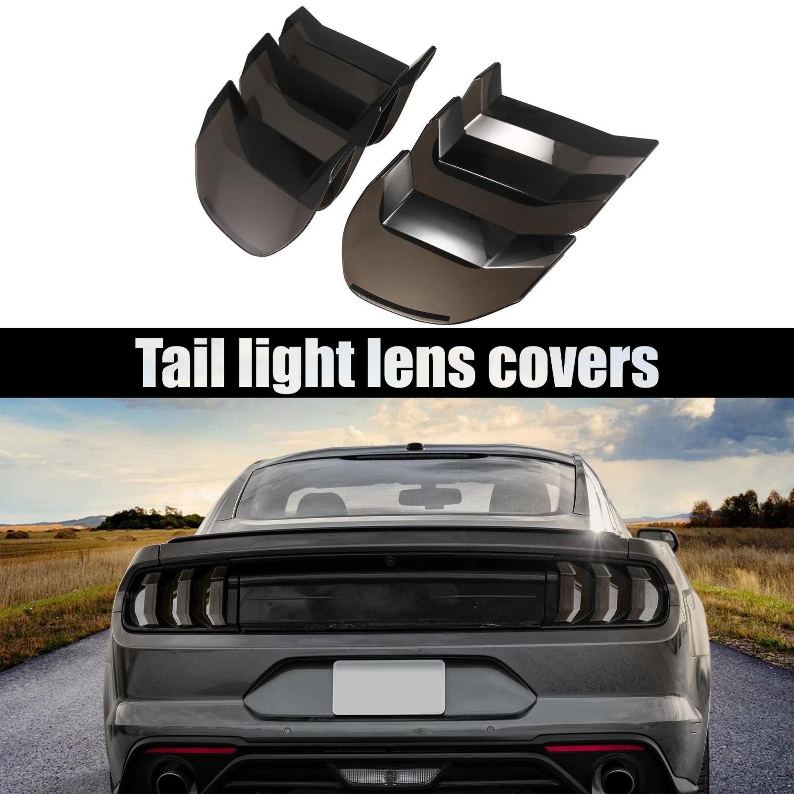 Tail Light Lamp Cover Trim Bezels for Ford Mustang (2018–2021) Black