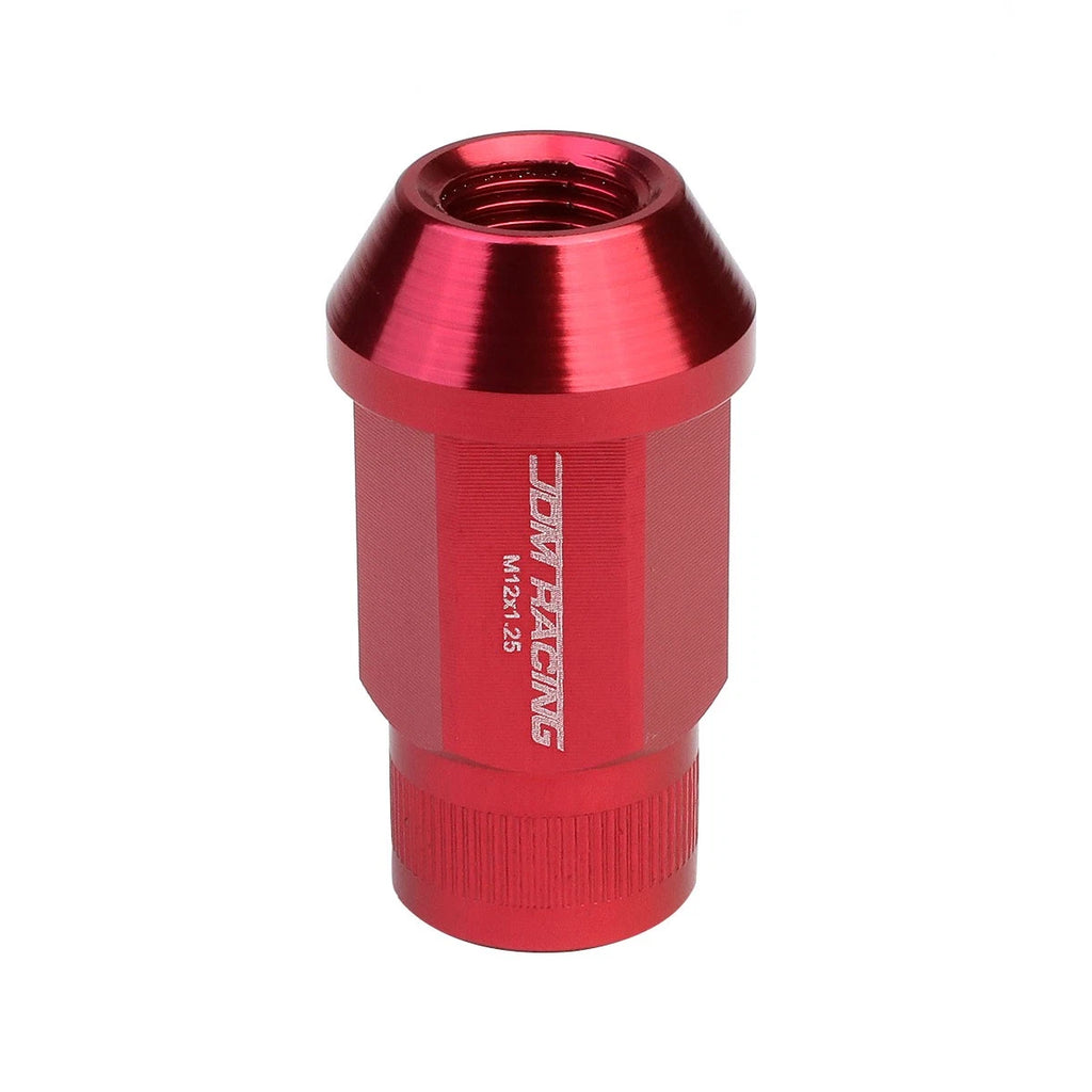 Set of 4 Open End M12x1.25 44mm Tall Red Aluminum JDM Wheel Lug Nuts