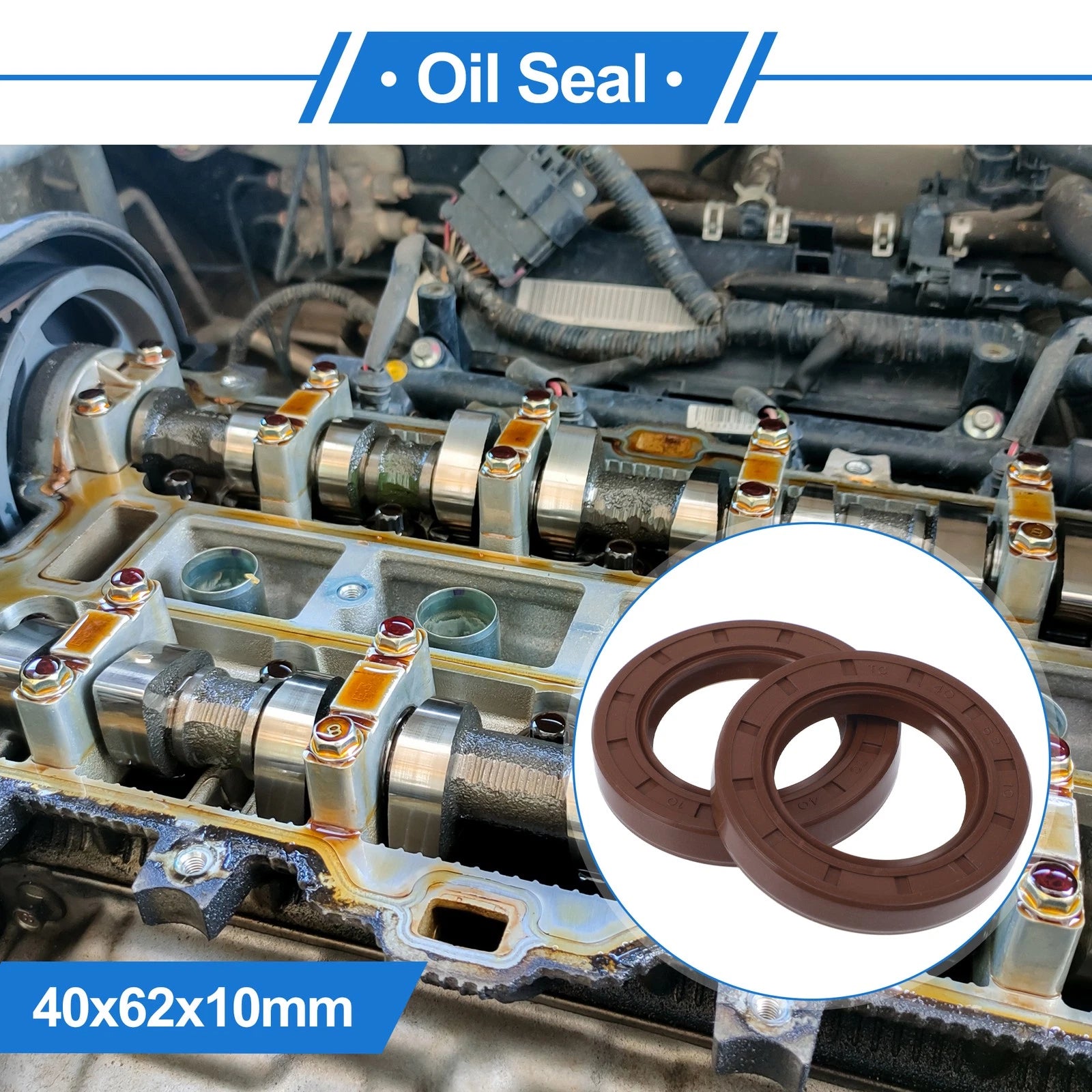 2X Oil Seal Rotary Shaft Seal FKM Rubber 40x62x10mm for Various Models