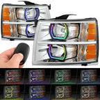 RGB LED Bar Headlight for Silverado 1500-3500 HD (2007–2013) - Chrome, Amber