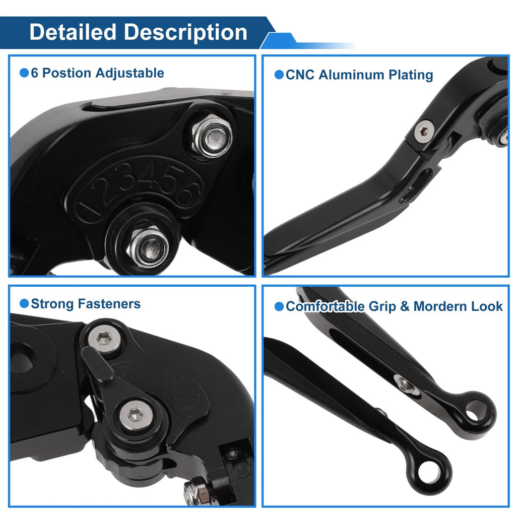 Adjustable Brake Clutch Levers for Honda CBR650R (2019–2023) - Black Titanium 1Pair