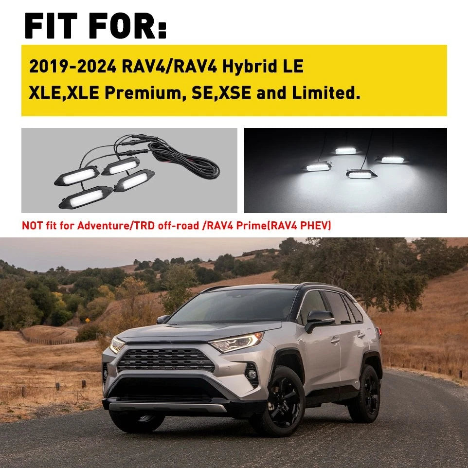 4X Smoked Front Grille with White LED for Toyota RAV4 (2019–2024) TRD EPY