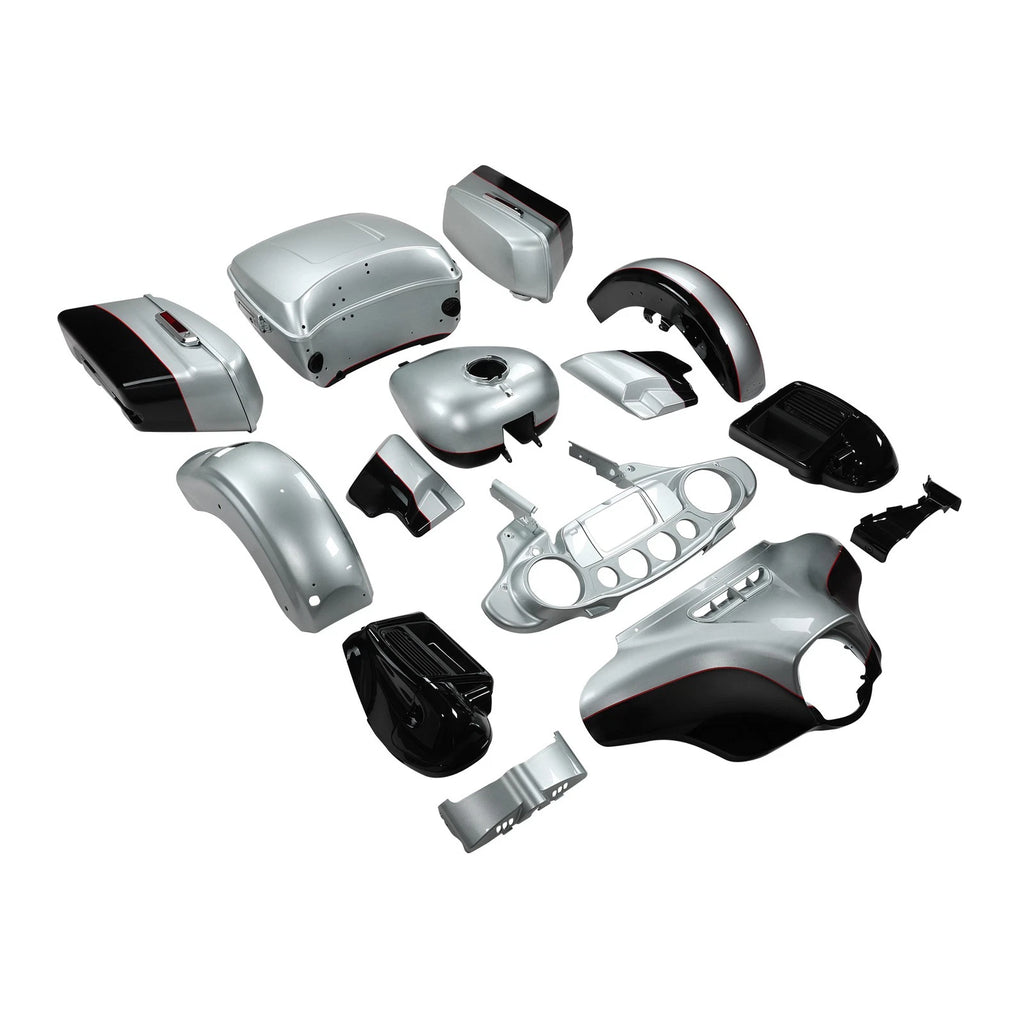 Fairings Bodywork for Harley Touring FLHT (2014–2023) Silver Pearl Glossy Black