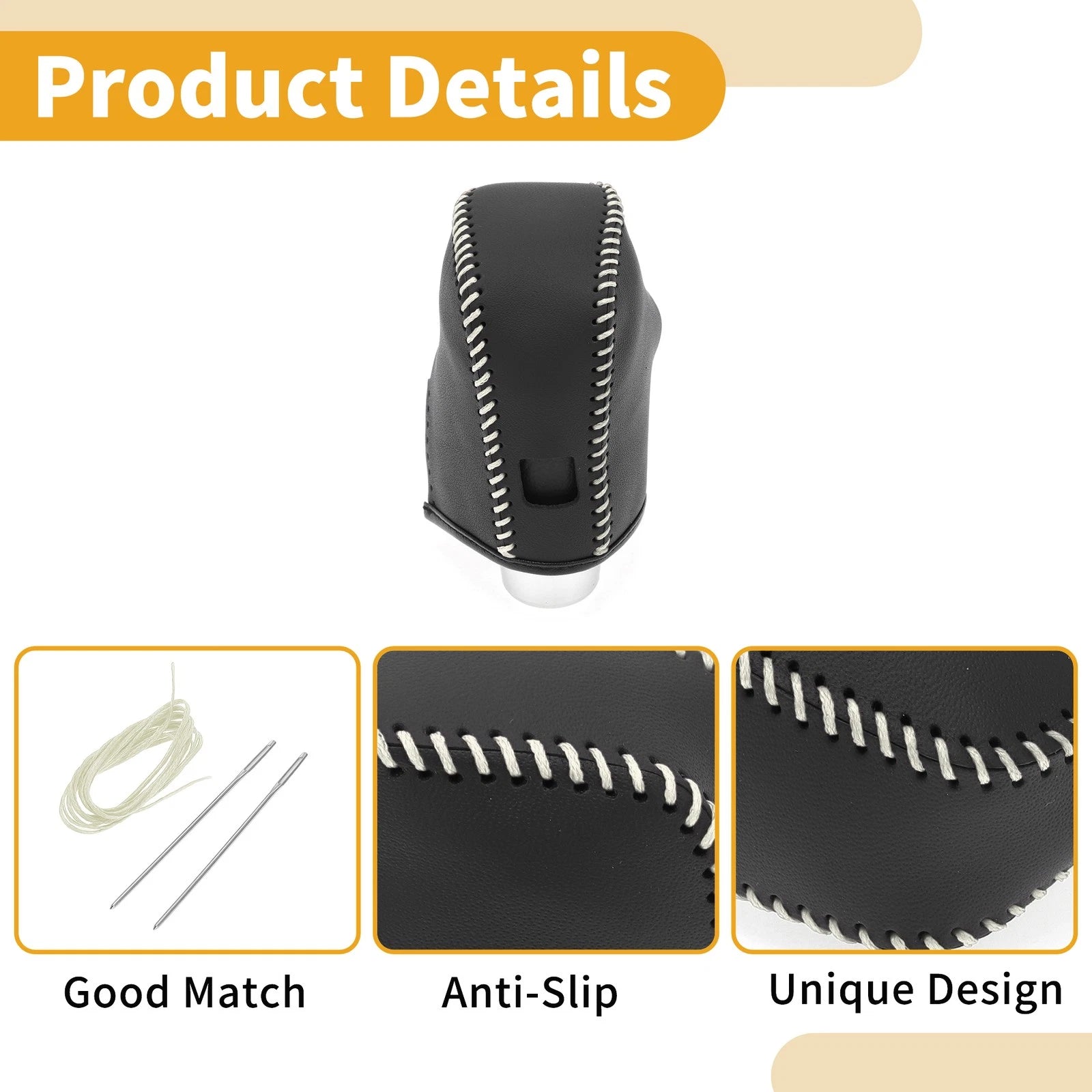 Gear Shift Knob Cover for Nissan Altima (2019–2024) Black Beige Faux Leather