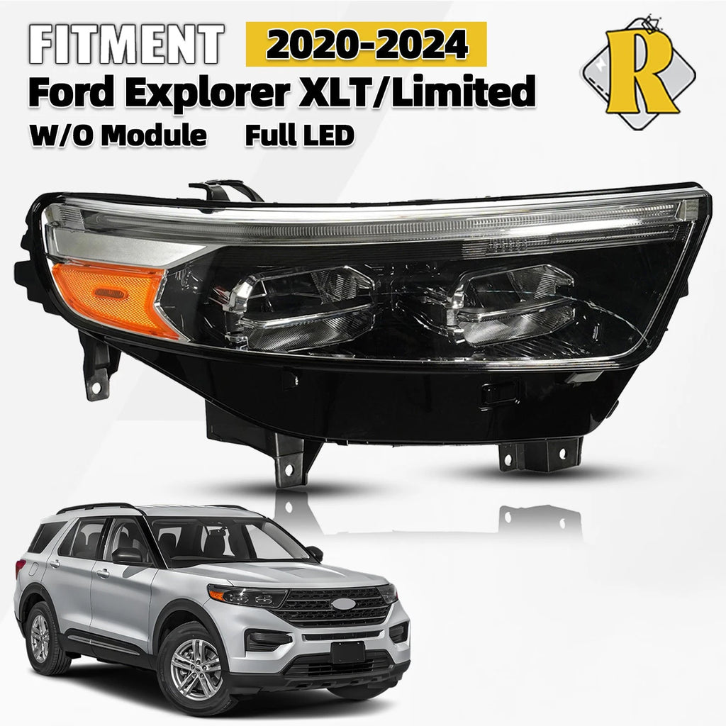 Full LED Headlight w/LED DRL for Ford Explorer (2020–2024) Right Passenger Chrome