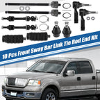 10 Pcs Front Sway Bar Inner Outer Tie Rod Lower Ball Joint Kit for Ford F-150 