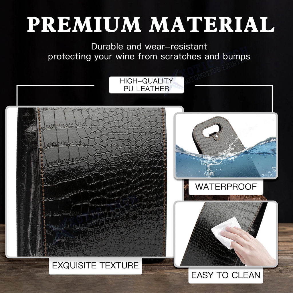 Black Crocodile Grain Wine Carrier Bag for Double Bottle Tote (2020-2021)