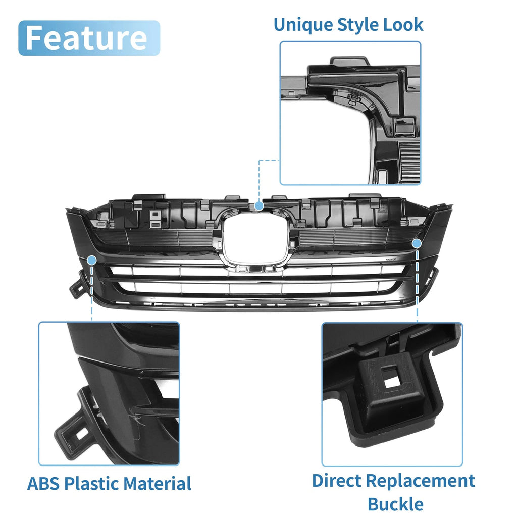 Front Bumper Grille for Honda Pilot (2019–2020) - Black, Set of 1