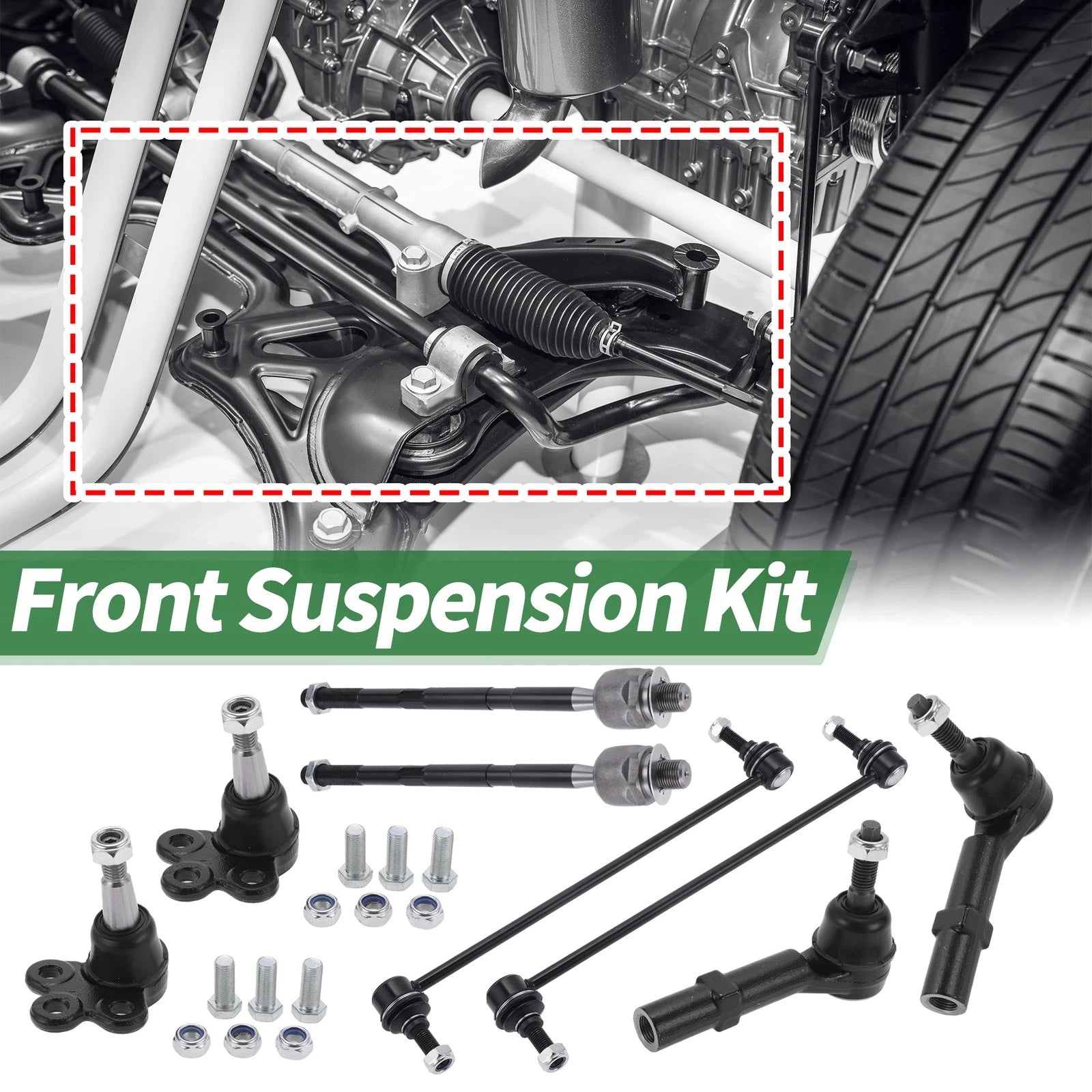 8 Pcs Suspension Kit for GMC  - Inner Outer Tie Rod Ends, Sway Bar Link, Ball Joint