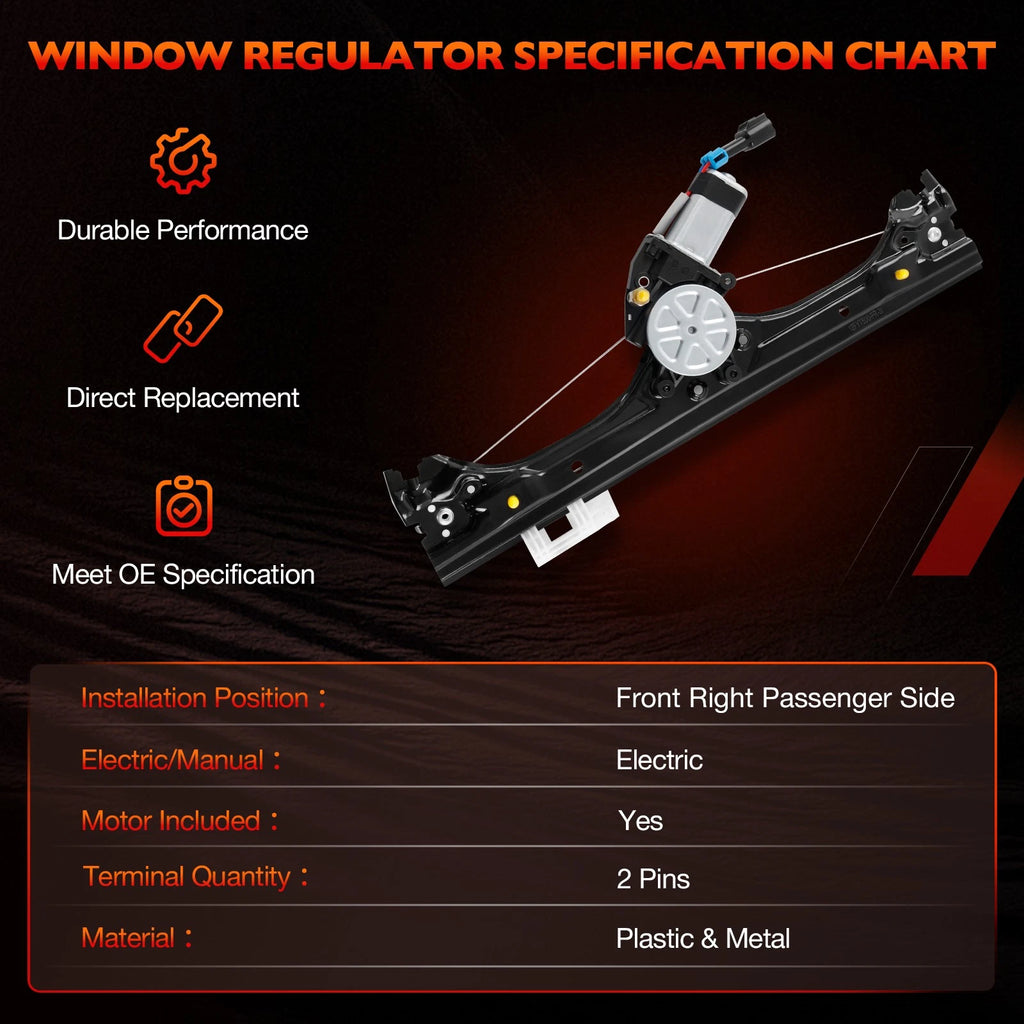 Front Right Power Window Regulator with Motor for Fiat 500 (2012-2019)