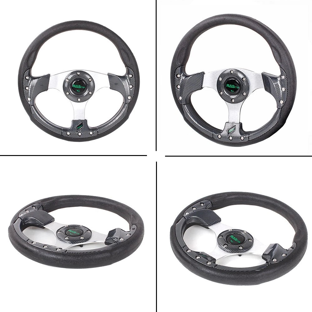 12.5" Carbon Fiber Steering Wheel with 6 Bolt 3/4" Keyed Hub Adapter for Marine