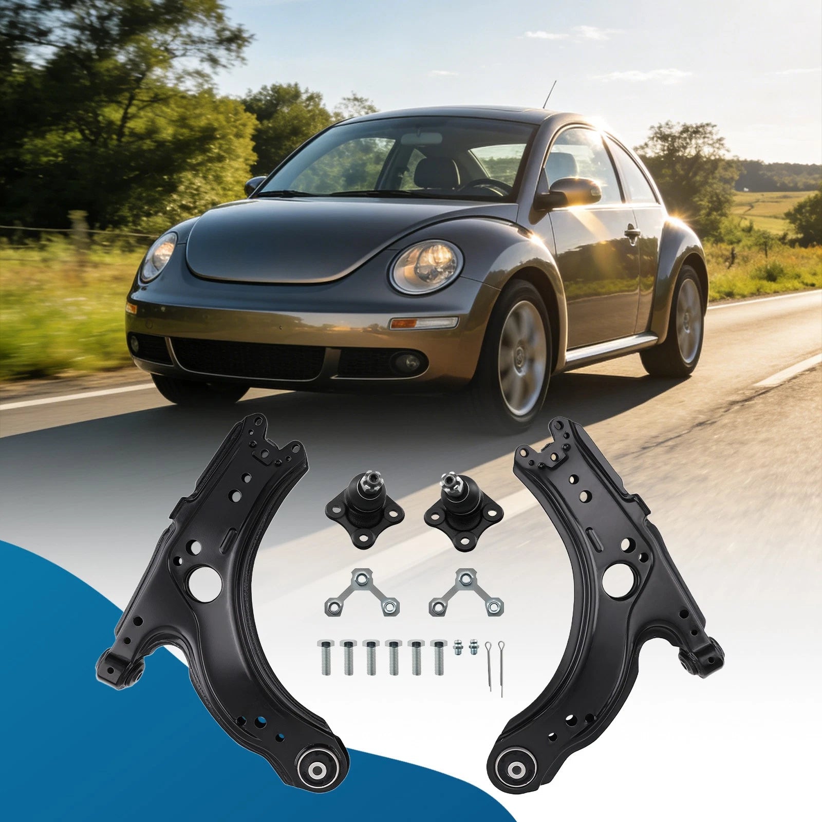 4PC Front Lower Control Arm Kit w/ Ball Joints for VW Beetle Jetta Golf (2006–2010) K640176