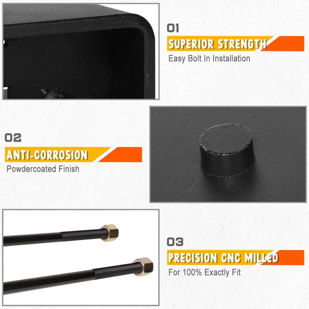 3" Leveling Rear Leaf Spring Mount Lift Blocks for Silverado/Sierra 1500 (1999–2024)
