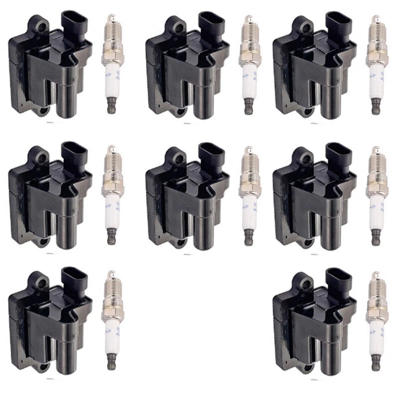 8X Ignition Coils + 8X Spark Plugs for Chevy Silverado 1500 GMC Hummer H2 (2003–2007)