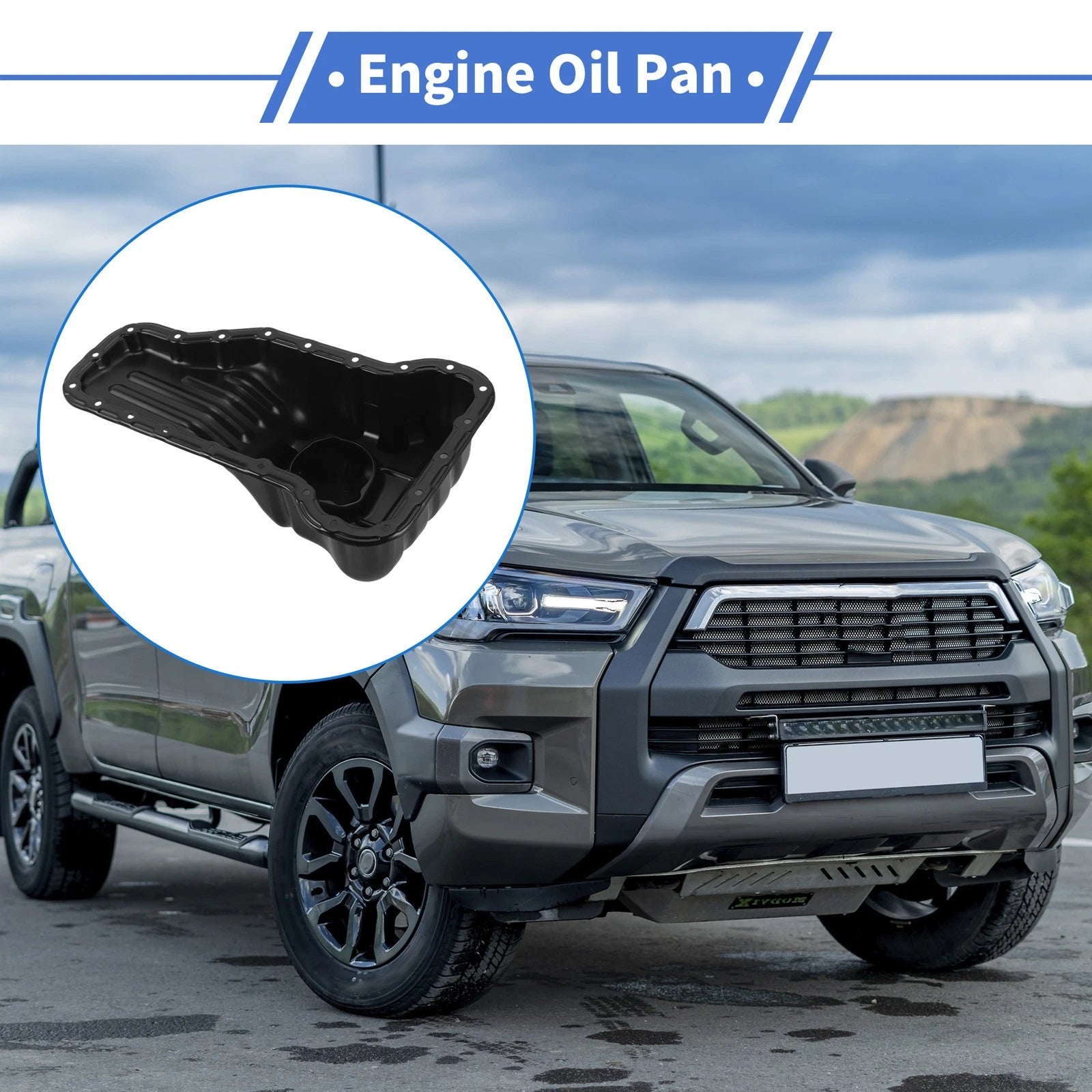 1 Pc Engine Oil Pan No.121020C020 for Toyota Hilux (2015) Steel Black
