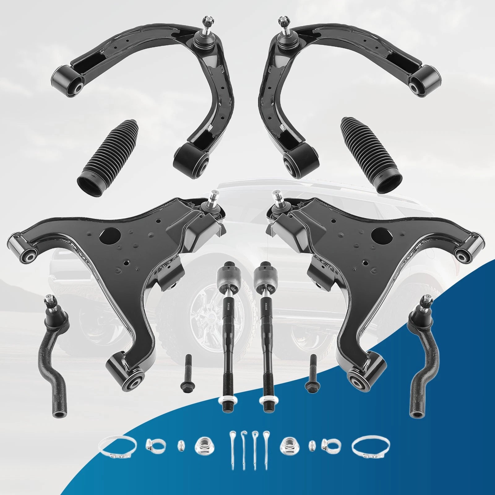 Front Upper Lower Control Arms Tie Rod for Nissan Pathfinder Armada Titan (2004)