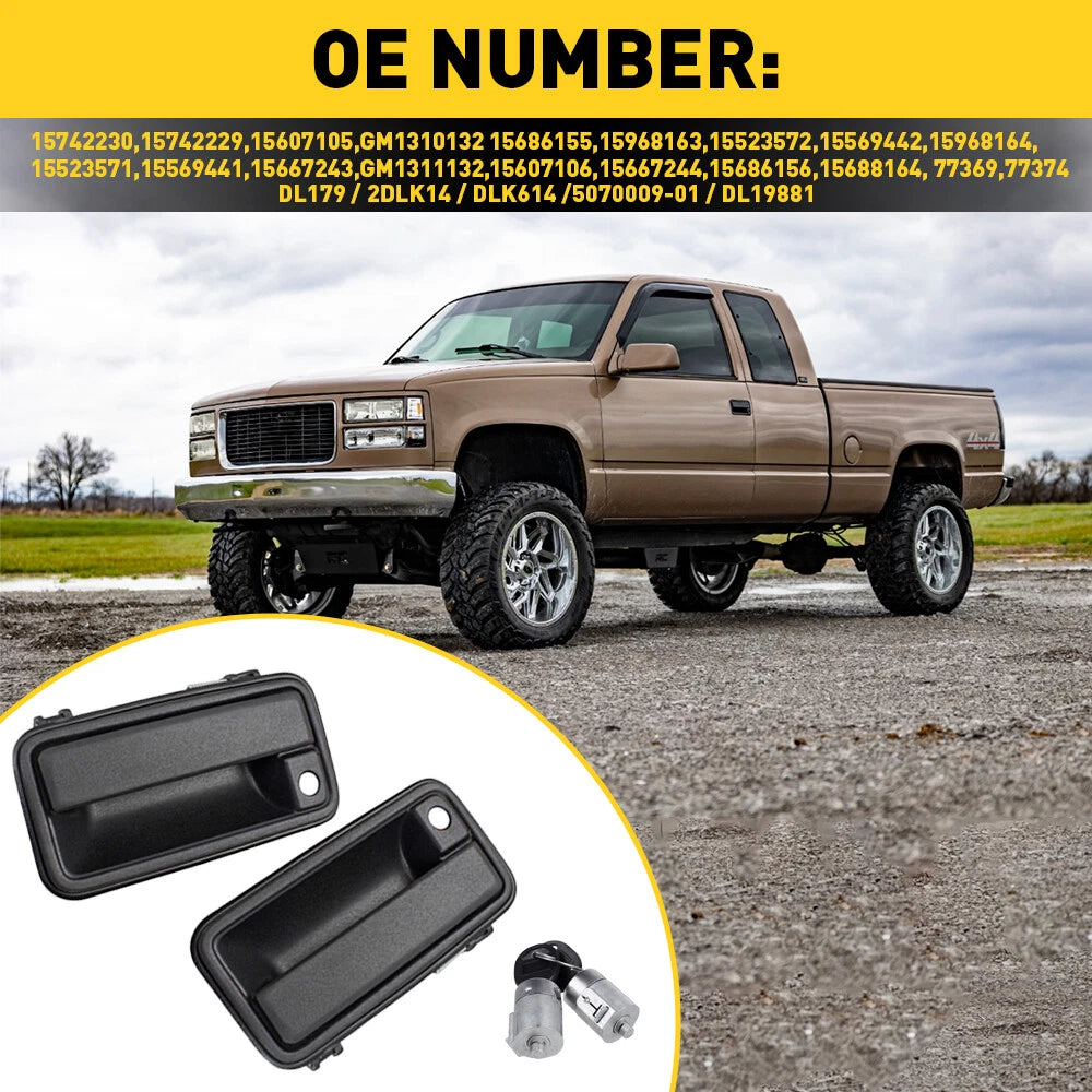 Exterior Front Door Handle w/ Cylinder Lock for Chevrolet C1500 GMC K1500 (1988–1994)