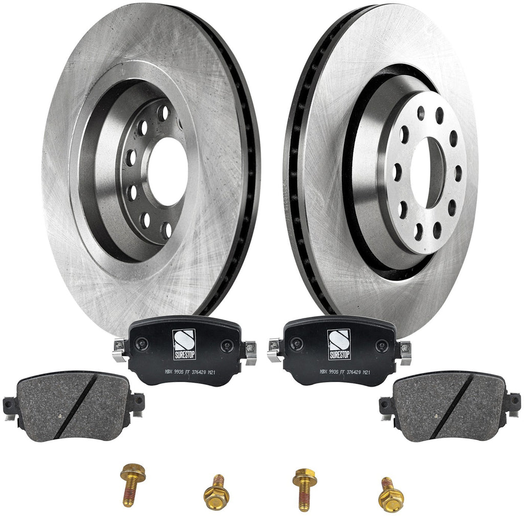 Brake Rotor and Pad Kit for Volkswagen Golf (2016–2016) Rear Solid 2-Wheel Set